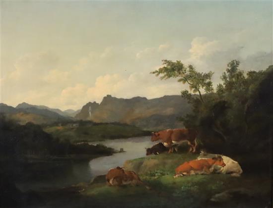 Julius Caesar Ibbetson (1759-1817) Cattle in a mountain landscape 16.25 x 20.75in.